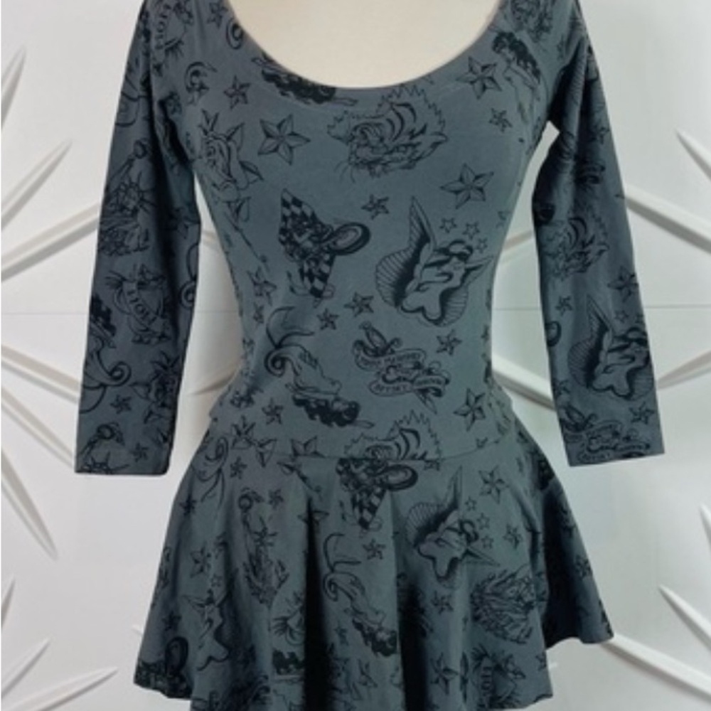 Betsey Johnson Gray Tattoo Midi Dress